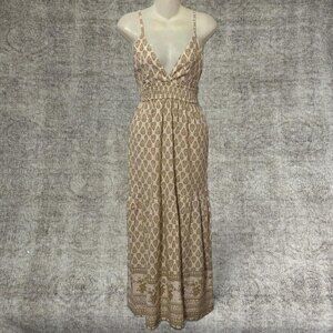 SIM & SAM Tan Brown Boho Maxi Dress M New